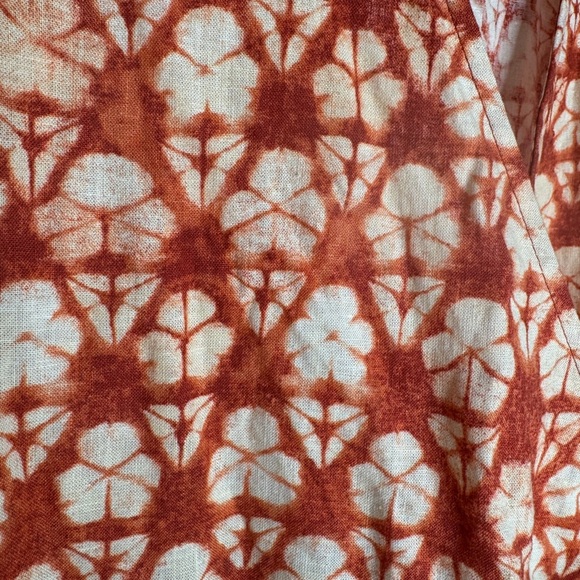 FAHERTY Willow Wrap Dress Spiced Shibori Print Size S Linen Viscose Blend - Picture 8 of 8